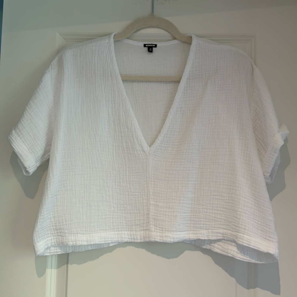 MONROW Gauze V Neck Mini Top